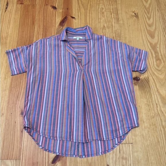 Madewell Courier Button-Back Shirt in Rainbow Stripe Size Women’s SIZE XS - Picture 5 of 11